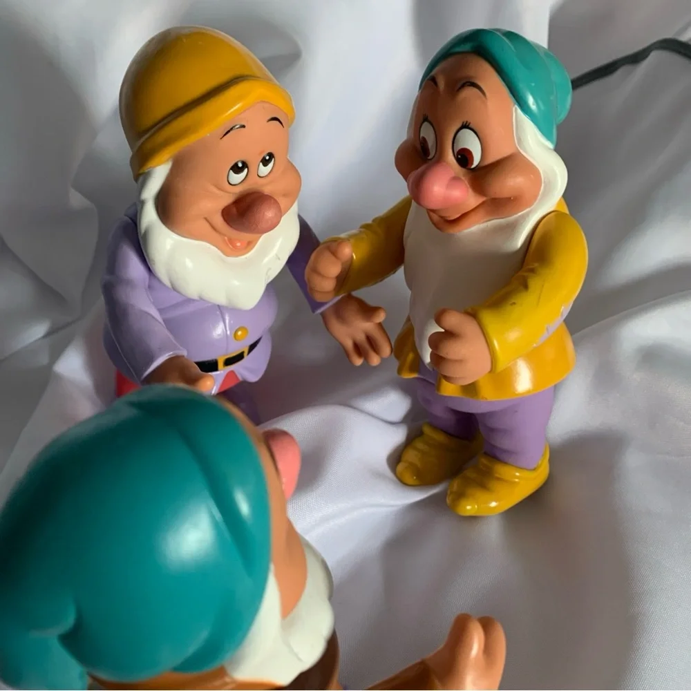 Set of 3 Colorful Dwarf Figurines From Snow White Sneezy Sleepy Happy